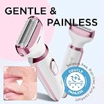 Rasoir électrique - Rasoir - Trimer pour les femmes : 2 en 1 Rasoirs du corps sans douleur et démaquillant de cheveux faciaux - Kit d'enlèvement de cheveux rechargeable pour bras de bikini de jambe de visage (blanc, or rose)