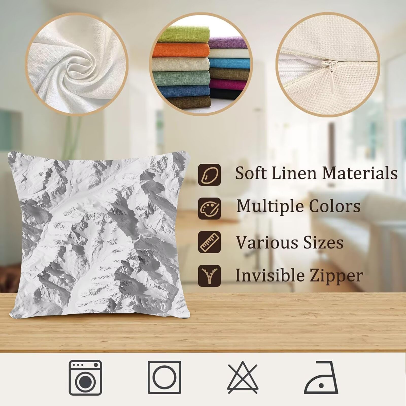 Funda Cojin 70 x 70 mm Juego de 4 Gris Ultra Suave Doble Costura con Cremallera Oculta, Paisaje Funda Cojines Exterior Jardin Silla Terraza Sofa Auto Cojines Decorativos para Salón Cama Dormitorio O-F