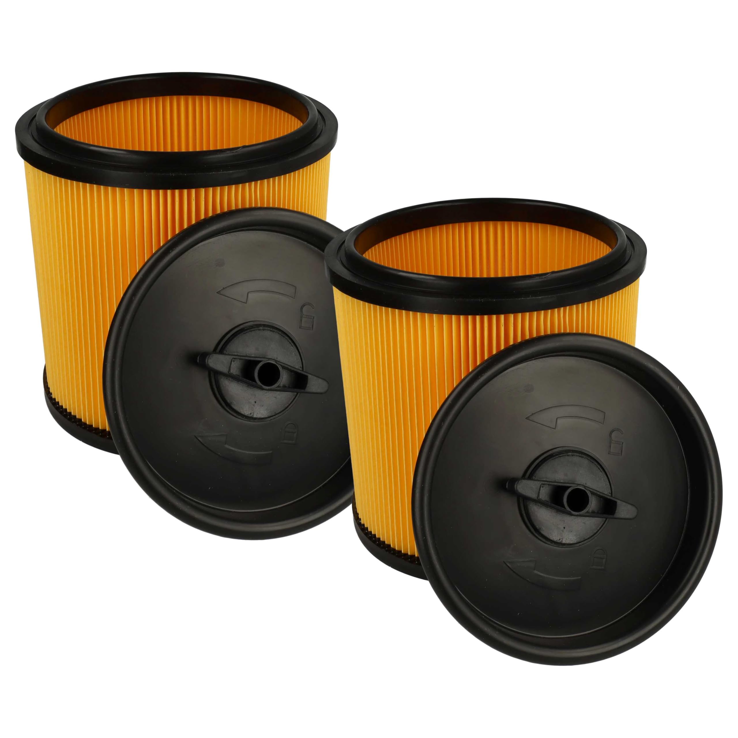 vhbw 2x Cartridge Filter compatible with Vacmaster VQ1530SFDC-03, VQ1220SC, VQ1220PFC-03, VQ1220PFC, VWM1218R Vacuum Cleaner - Yellow Black