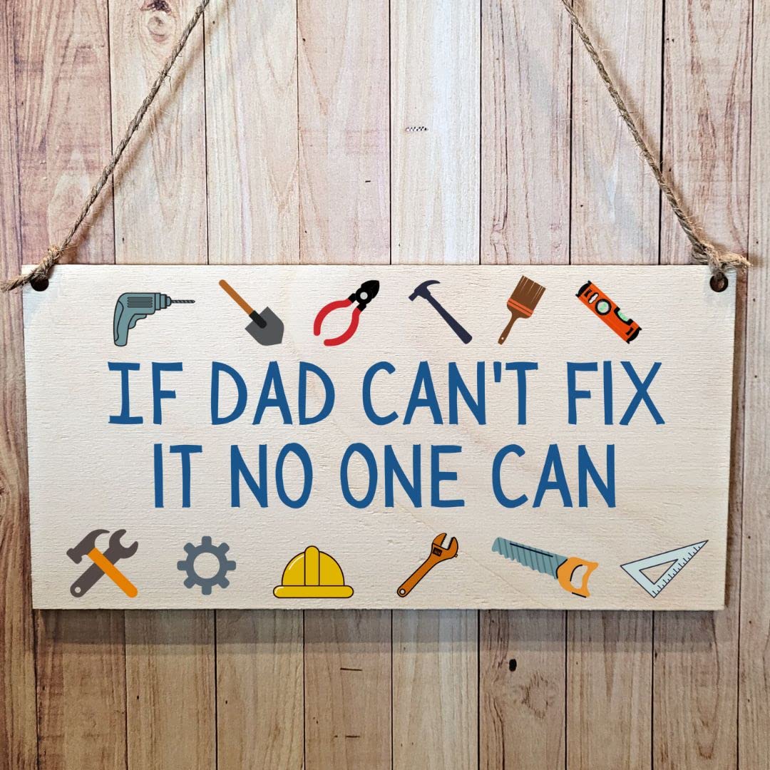 Second Ave Gift Company Wood Tone Second Ave Funny If Dad Can't Fix It Wooden Hanging Gift Rectangle Sign Plaque Father's Day Birthday