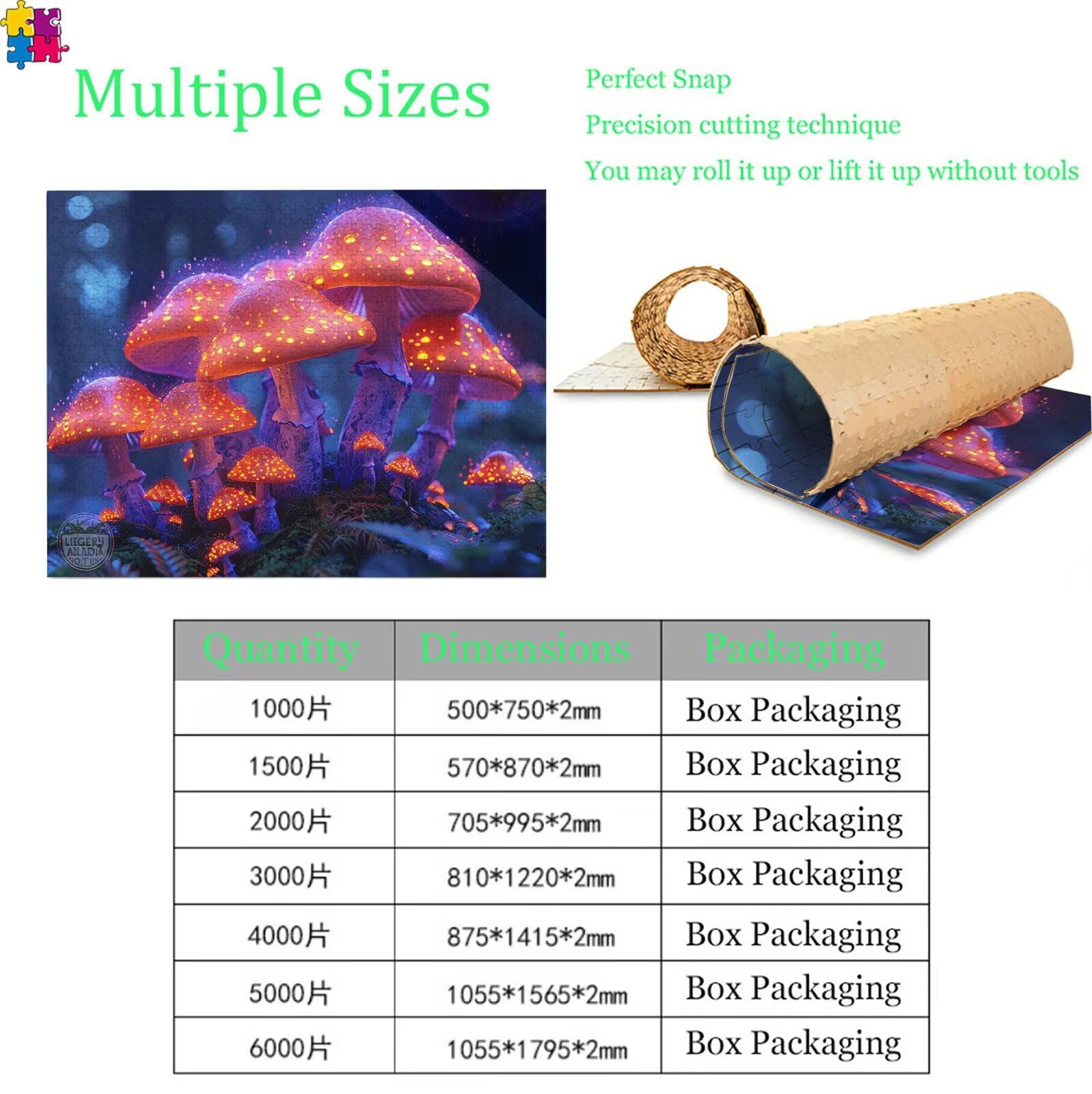 Puzzle 2000 sztuk, Dream Mushroom Puzzle 2000 elementów dla dorosłych i dzieci, Premium artystyczna łamigłówka, 99,5x70,5 cm Klasyczna gra Puzzle dla dorosłych, wystrój domu, prezent dla kobiety