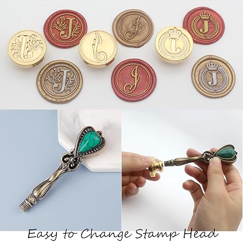 Miniatura 10 de Andotopee - Kit de sellos de cera con letras, kit de sello de cera con inicial, cabeza de sello de cera de sellado del alfabeto G, 3 piezas, kit de