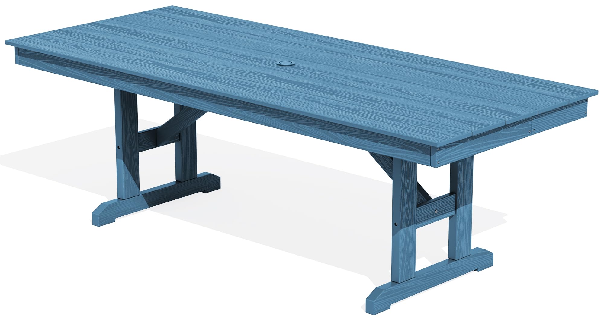 SERWALL Outdoor 84" HDPE Rectangular Dining Table for 6-8,All-Weather,Blue
