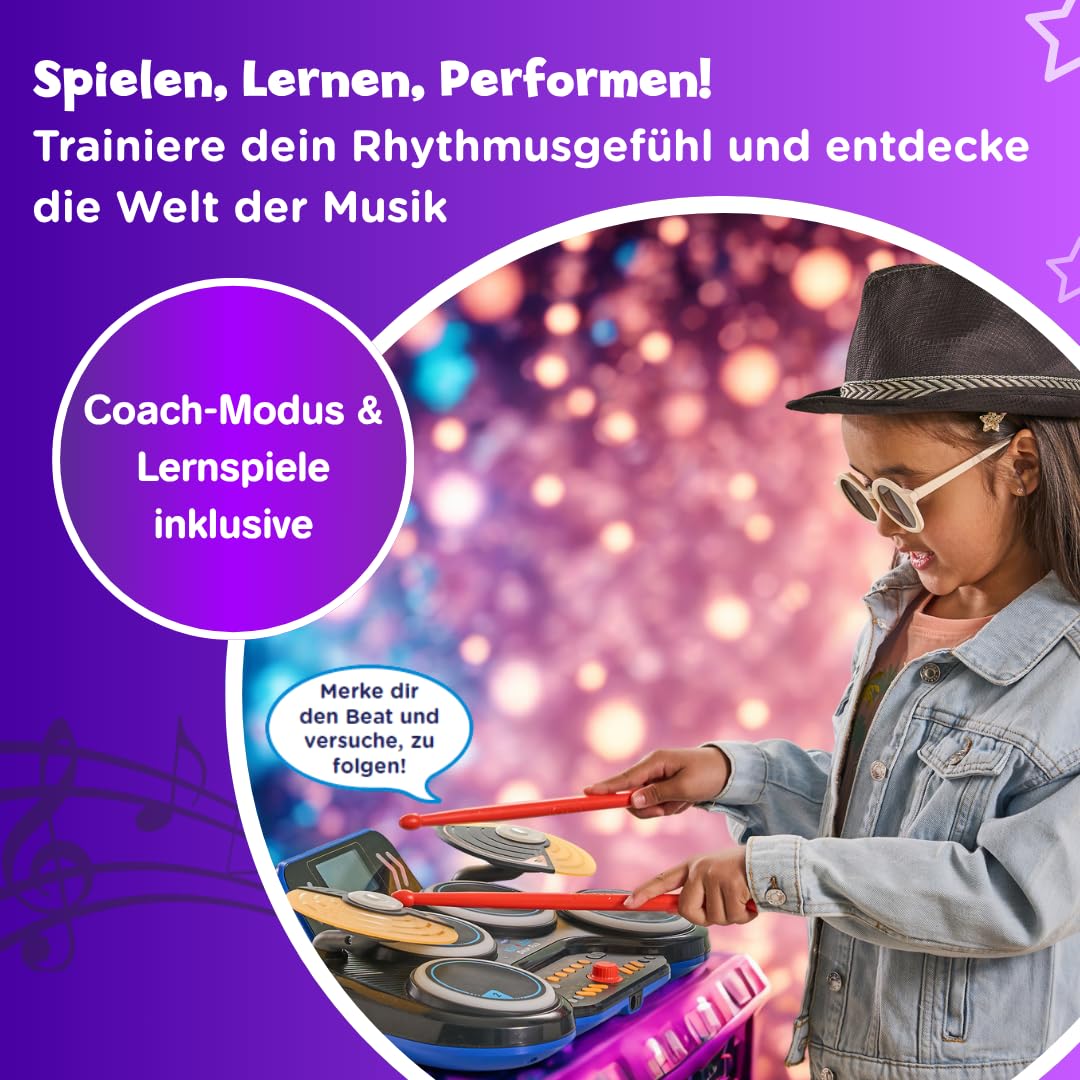 VTech Kidi DJ Drums – Elektronisches Schlagzeug mit Leuchteffekten