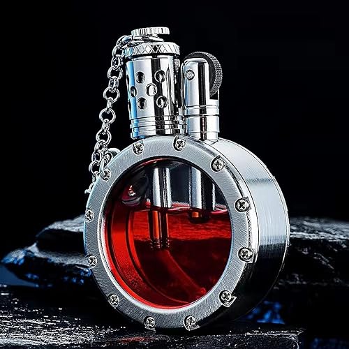 YANCONG Transparent Visible Fuel Tank Lighter Vintage Antique Kerosene Lighter Handmade Round Copper - Sliver