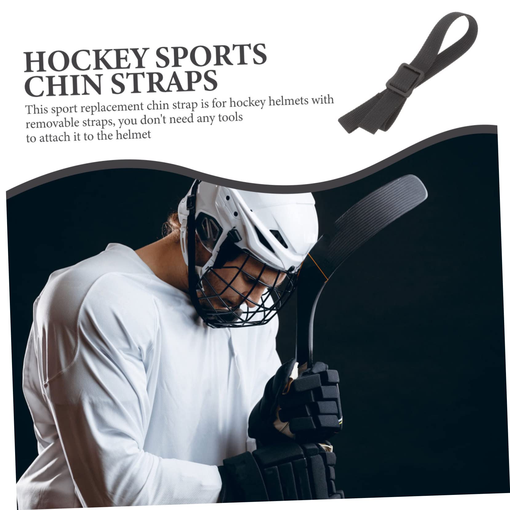 Toyvian Correa de Barbilla de Hockey para Casco Reemplazo de Accesorio de Casco de Hockey Compatible Negro