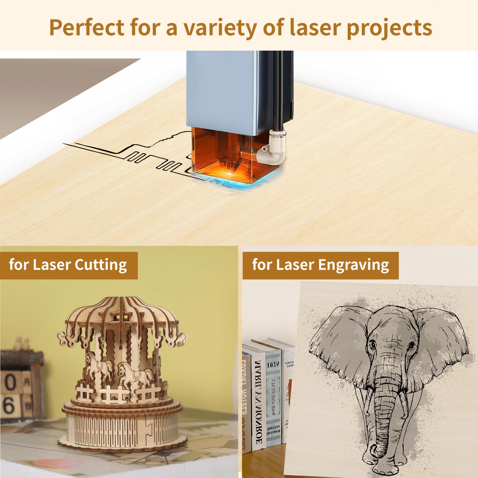 ToCome 2mm Sperrholz A3 Linde Sperrholzplatte Laserfähig 420 x 297 x 2mm Linden Holzplatte Plywood 2mm Holz für Laser (15 Stück)
