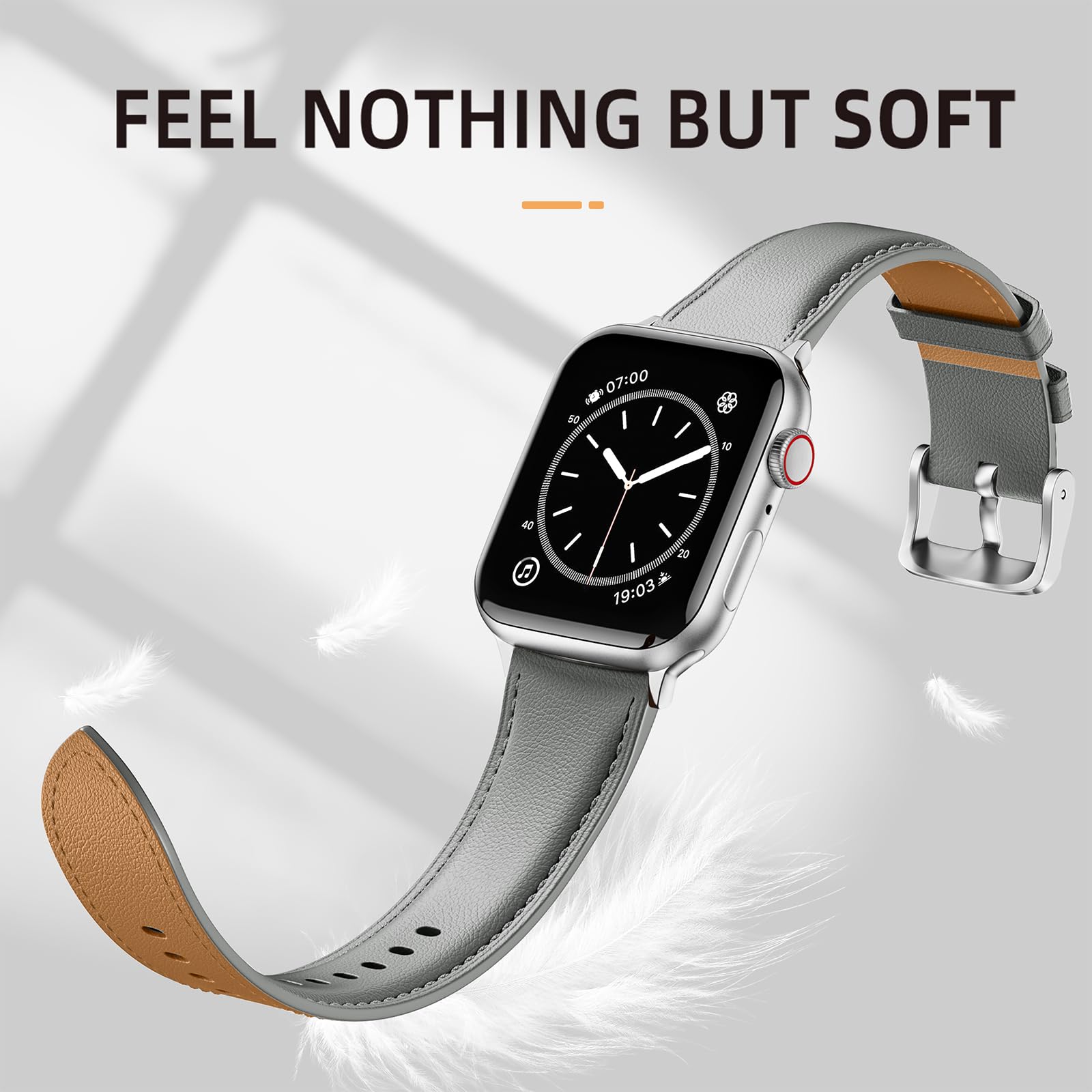 Laffav Skórzany pasek kompatybilny z Apple Watch 38 mm, 40 mm, 41 mm, 42 mm, 44 mm, 45 mm, 49 mm, dla kobiet i mężczyzn, klasyczny pasek zastępczy do Apple Watch iWatch serii 9, 8, 7, 6, 5, 4, 3, 2,