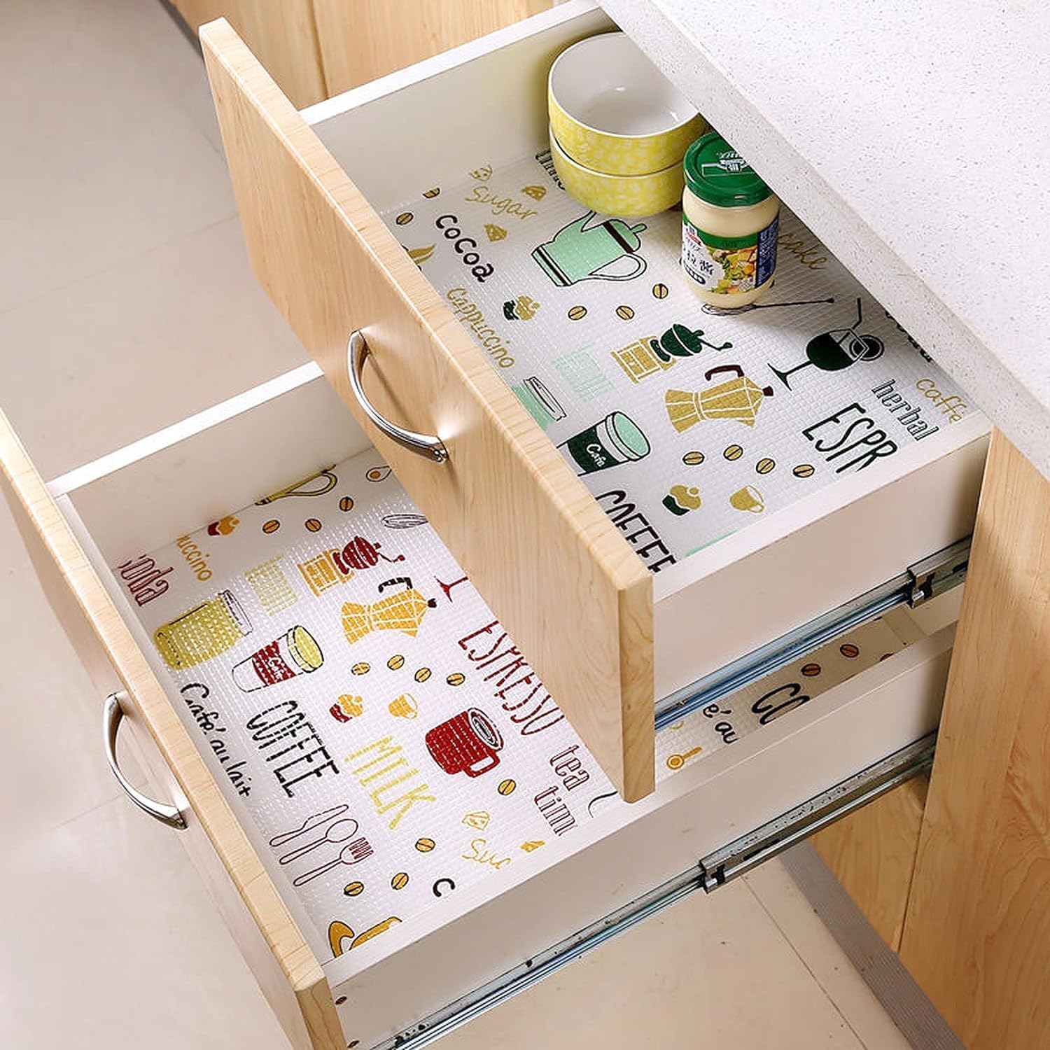 Waafy Anti-Slip Kitchen Cabinet Drawer Shelf Mat Liner Sheets (45 cm x 3 M Roll) Waterproof Strong Table Mat EVA for Bathroom, Fridge Mat Textured Multipurpose (White Printed) (B0D28HYLCJ) Amazon Price History, Amazon Price Tracker