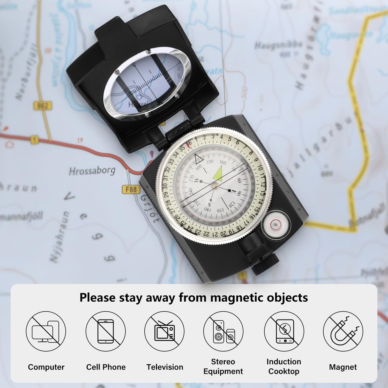 Lock Compass Military Compass Anbte Hiking Compass With Clinometer, Strong Magnetic ...