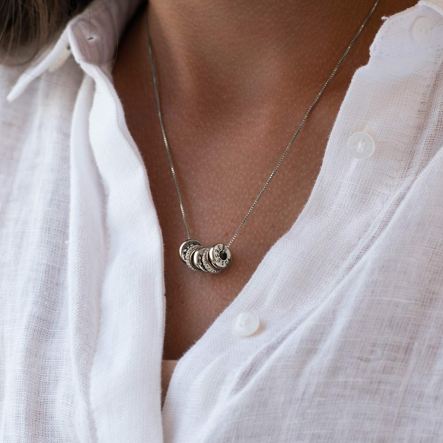 MyNameNecklace MYKA Personalisierte Gravierte Beadkette mit Kristalle aus Sterling Silber 925 - Vergoldet - Schmuck Geschenk fŸr Damen - Mutter - Freundin