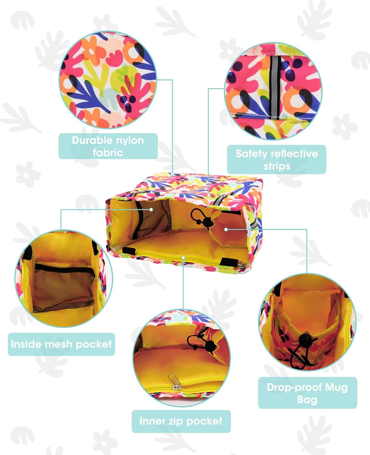 ANZOME Kids Bike Basket, Colorful Blocks Large Bicycle Basket, Bicycle Handlebar Bag, Waterproof Fabric Colorful Bike Basket for Women, Men, Kids