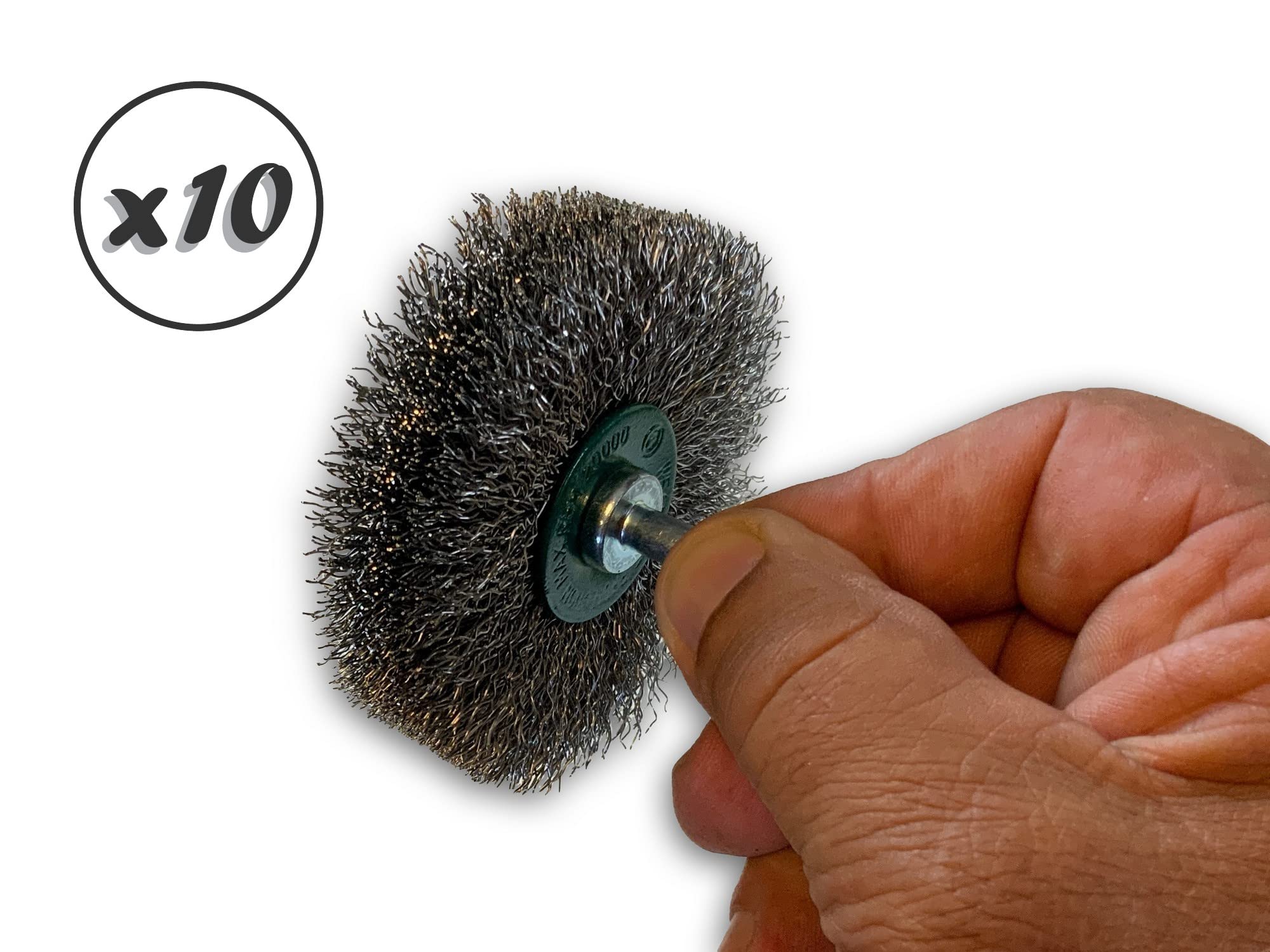 Kibros Lot 10 brosses circulaires tige Ø 75 mm inox dur 18 mm