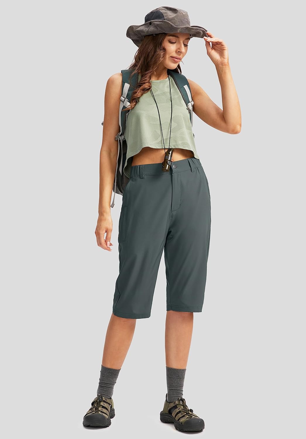 G Gradual Women's Long Hiking Cargo Shorts 13" Knee Length Lightweight Quick Dry Bermuda Shorts for Women with 5 Pockets(Dark Grey,S) - Image 6