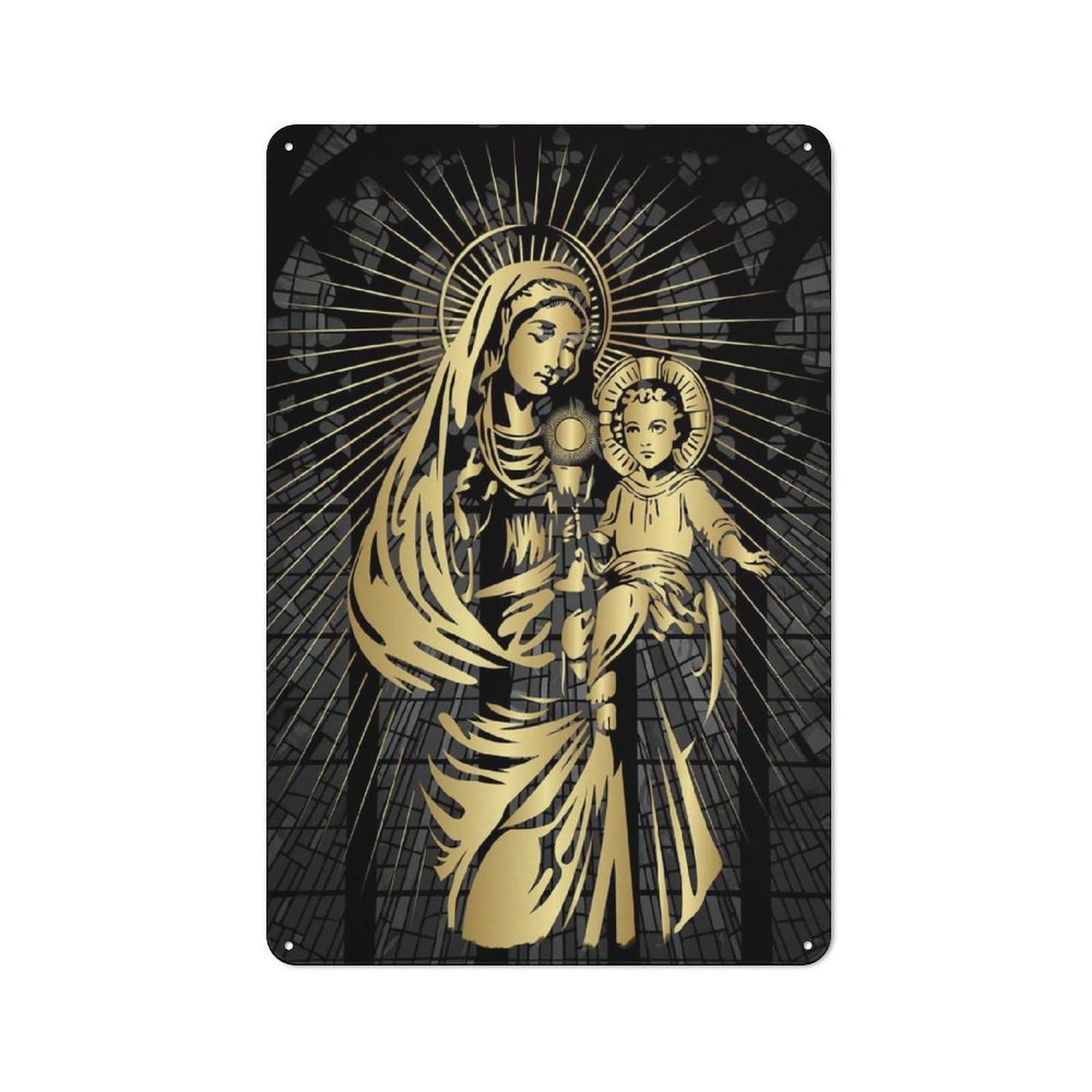 Junmoney Mary Mother Of Jesus 30X20cm Rustic Metal Plaque With For Café Or Restaurant, For Themed Interiors In Cafés And Restaurants