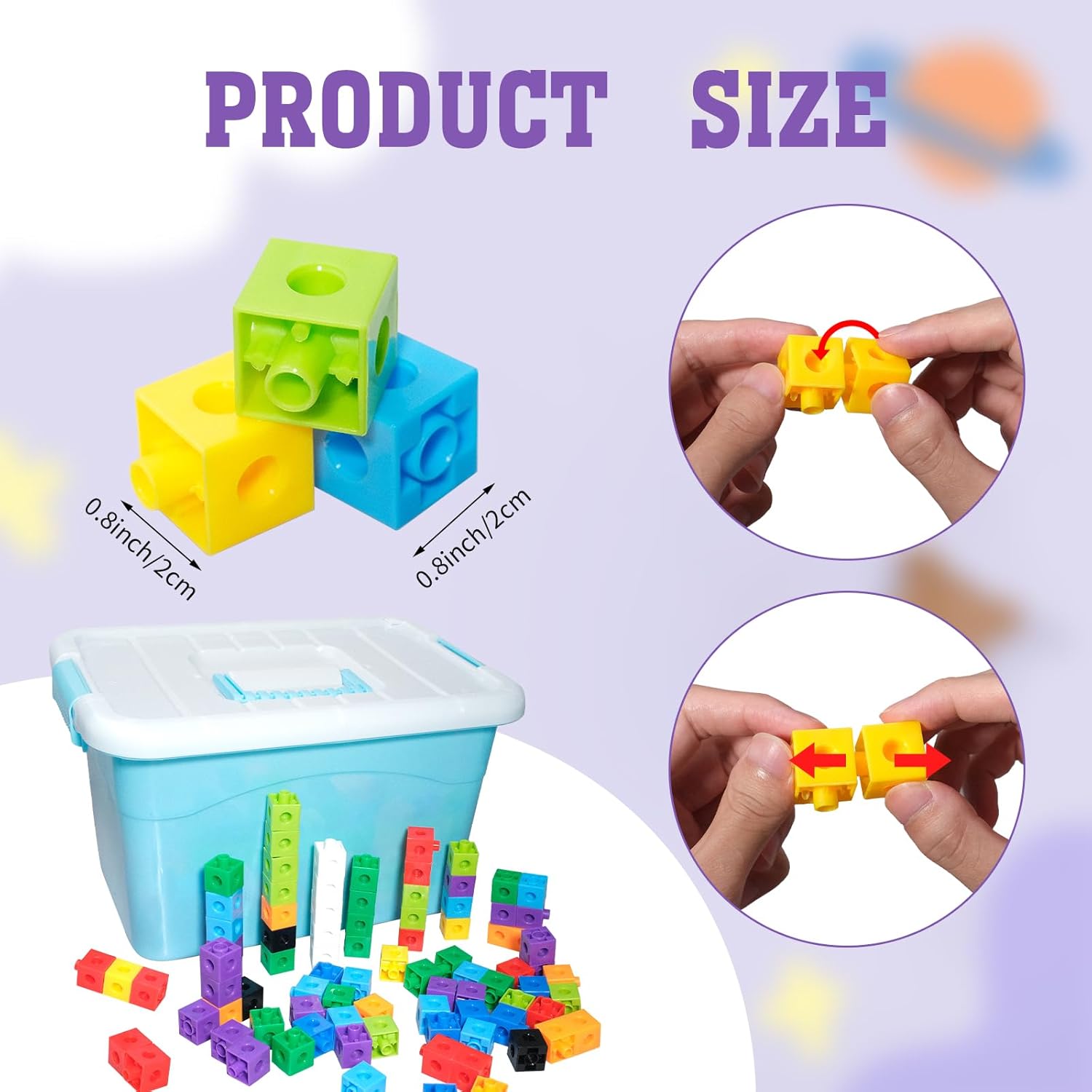 701 Pcs Math Learning Linking Cube with Storage Container Counting Cubes Plastic Colorful Counting Blocks Math Manipulatives Classroom Learning Supplies for Home School Educational(Blue)