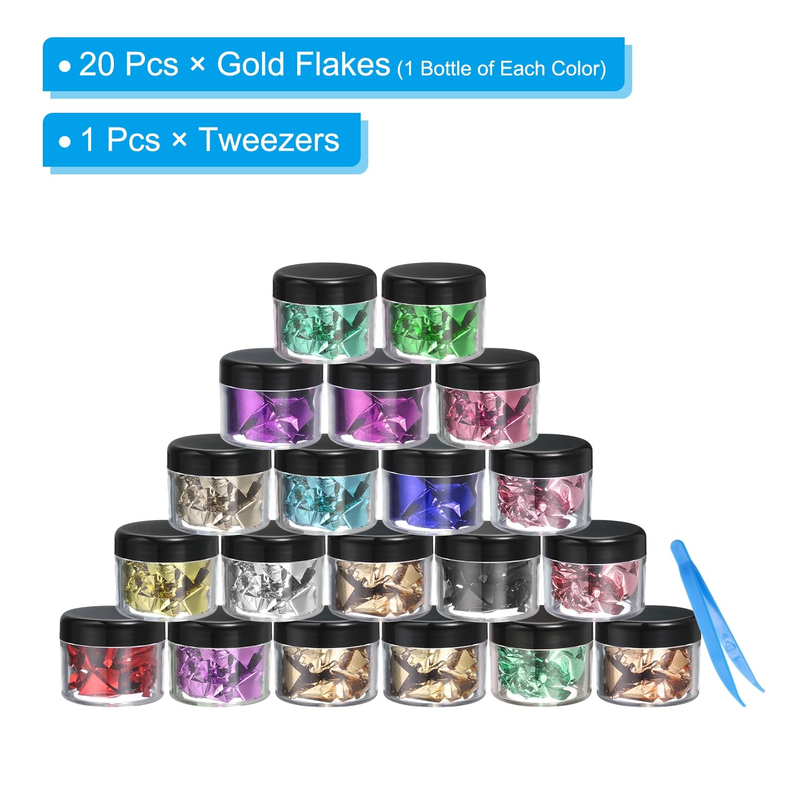 PATIKIL Gold Foil Flakes for Resin 20 Pcs Gold Leaf Flakes Metallic Gold Foil Flakes with Tweezers for Nail Design Craft Painting Jewelry Making - Image 3