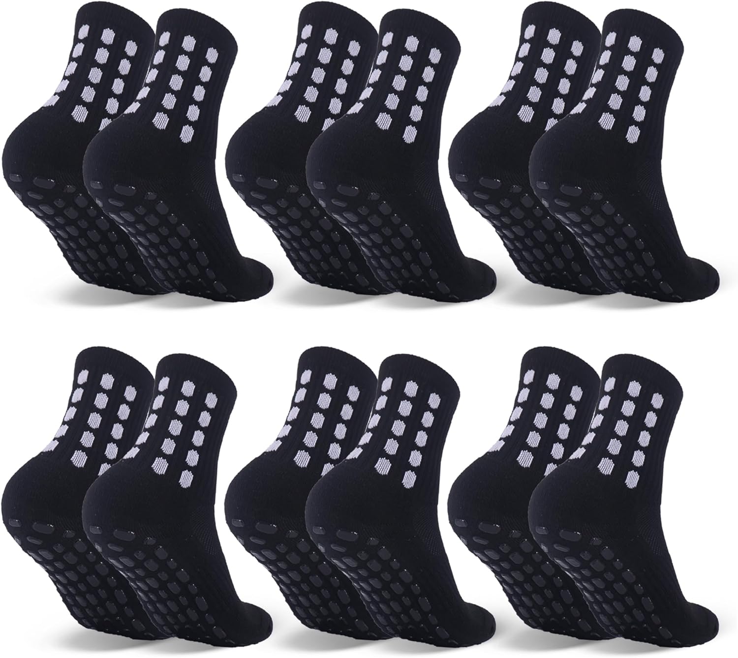 Barrlves 6 Pairs Kids Grip Soccer Socks Cushioned Non Slip Football Athletic Sports Socks for Boys Girls