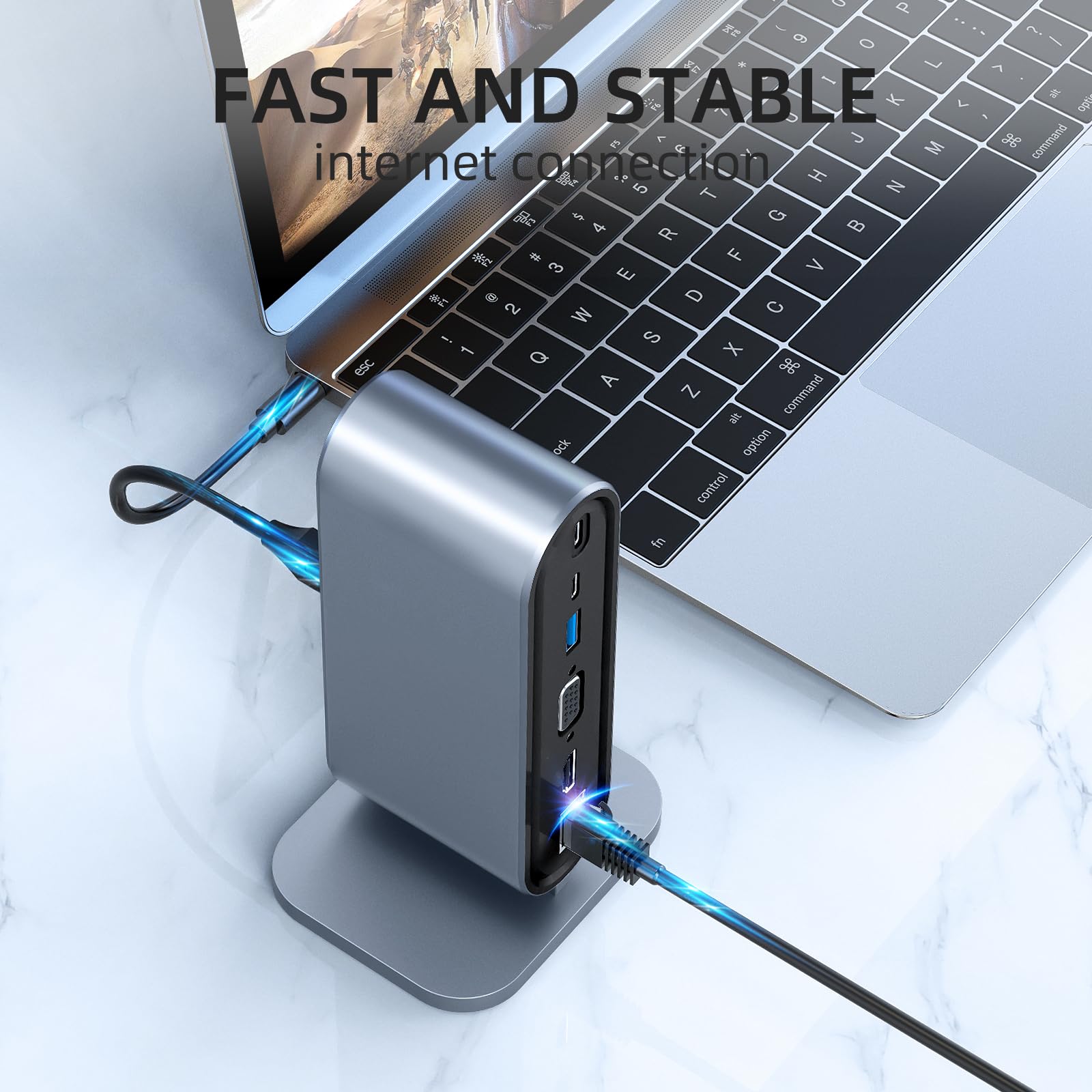Stacja dokująca 12 w 1 USB-C z potrójnym monitorem z ładowaniem 100 W, kompatybilna z systemami Windows, Mac i Chrome z Thunderbolt lub USB-C (3 x HDMI, 1 x USB-C, 4X USB, Ethernet, czytnik kart SD)