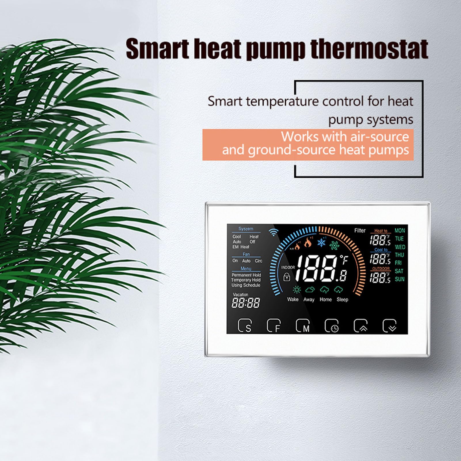 Diyeeni Inteligentny Termostat Pompy Ciepła, Inteligentna Kontrola Dotykowa Termostatu (WHITE)