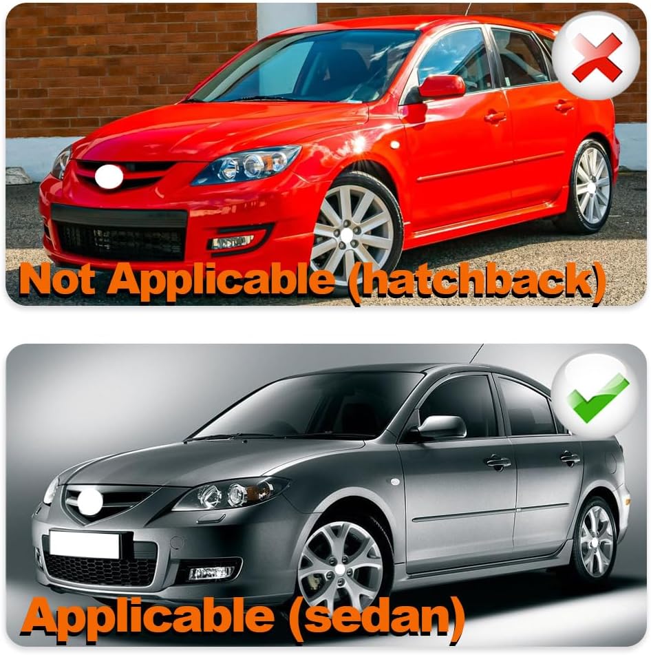 left Driver Side Front Fog Lights Lamps Fit for 2007 2008 2009 Mazda 3 Sedan, Halogen Daytime Running Light, Black, with bulbs, MA2592113, BAP151690C