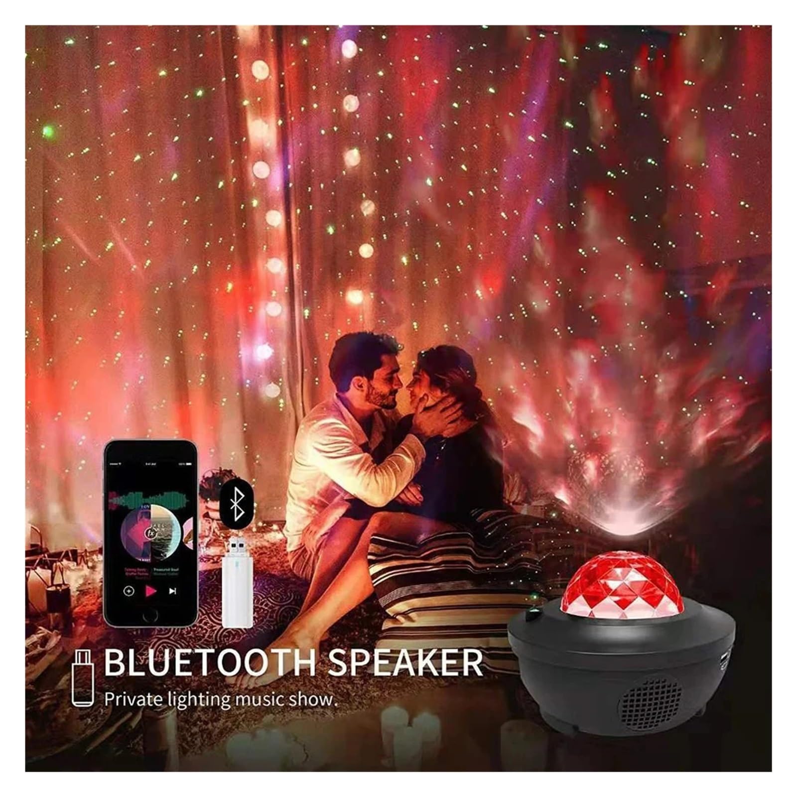 Projektor Nocny LED Starry Galaxy Prezent Dla Dzieci USB Bluetooth Odtwarzacz Muzyczny Star NightLight Kolorowy Nocna Lampka Projekcja W Wysokiej RozdzielczośCi