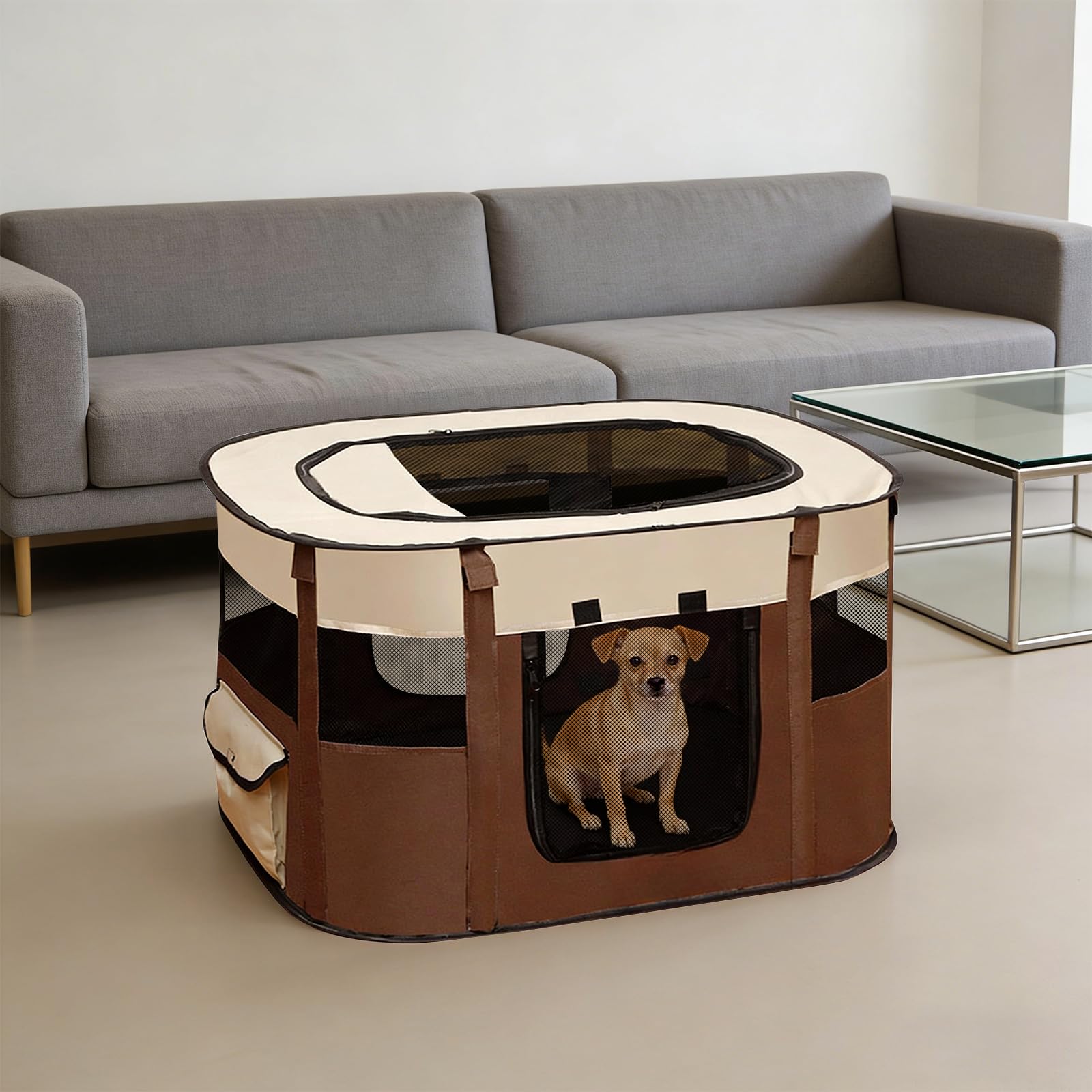 Station de maternité portable fermée pour animaux de compagnie, avec bonne ventilation, pliable, pour petits animaux, chiens, chats, lapins, chatons, chiots et lapins, 110 x 85 x 58 cm