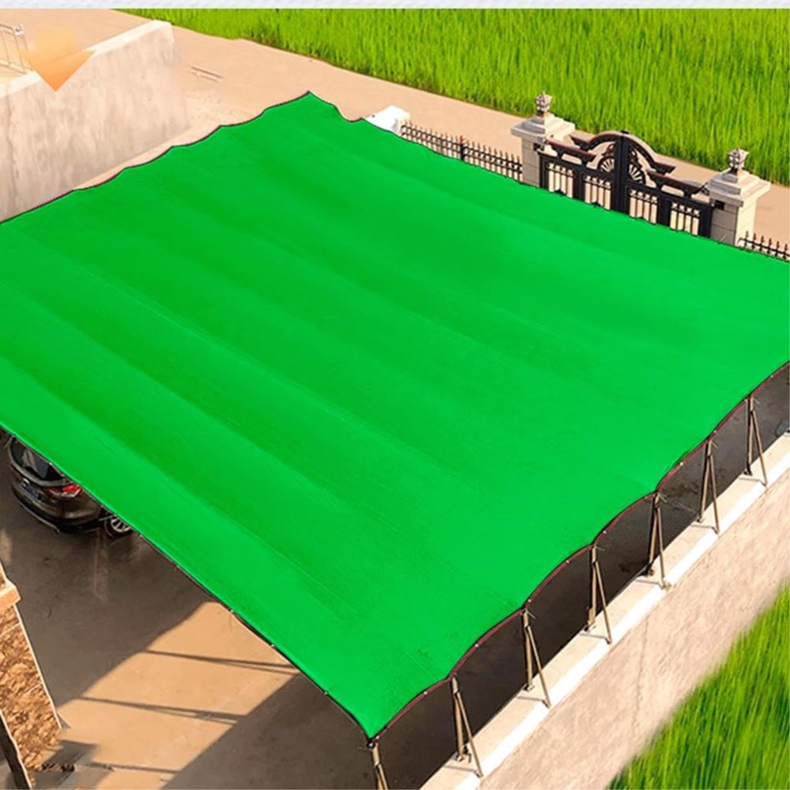 Siatka przeciwsłoneczna z wzmocnioną 3x3m/9.8x9.8ft, odporną na działanie promieni słonecznych siatką przeciwsłoneczną, oddychającą, z oczkami, odporną na działanie promieni słonecznych siatką
