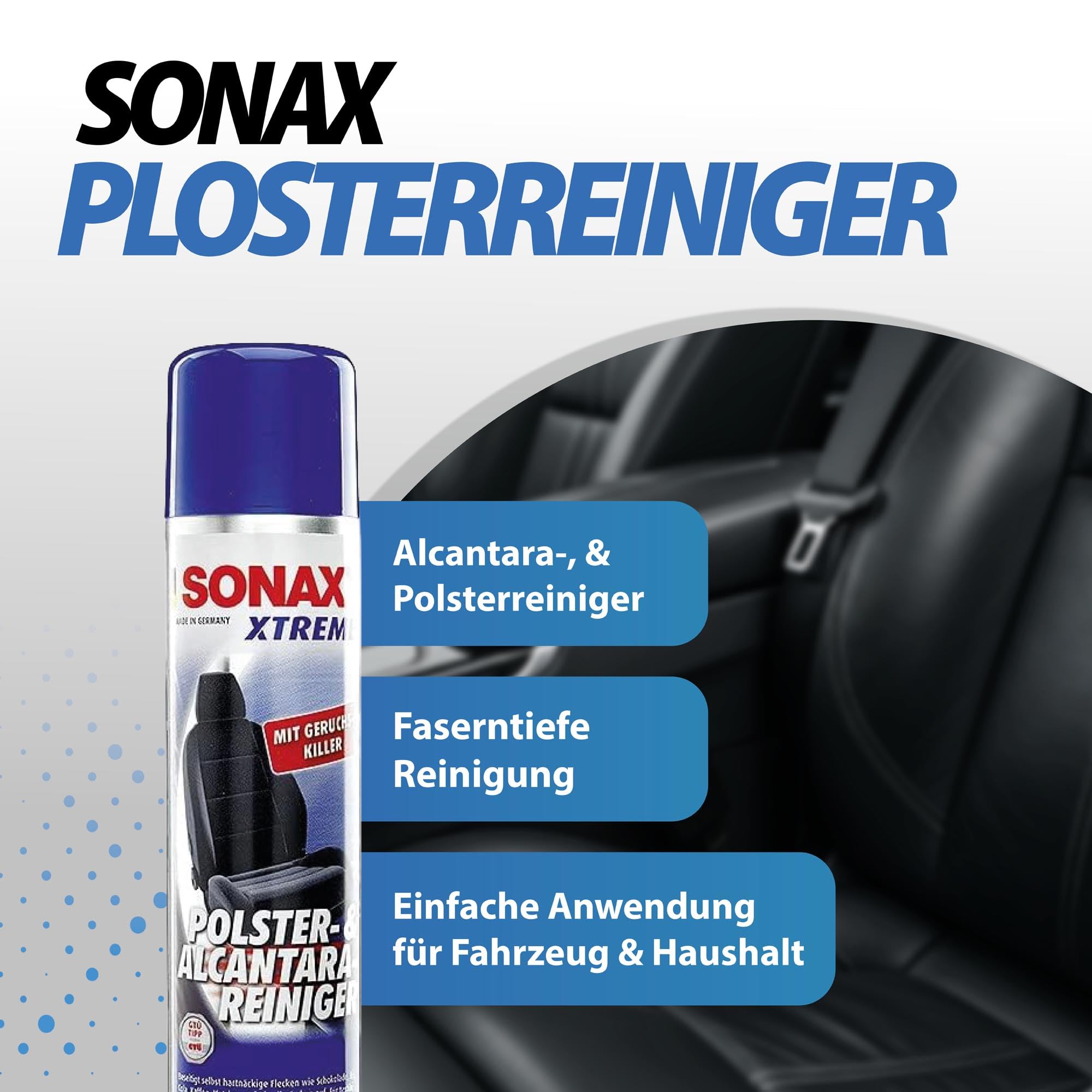 detailmate Set for cleaning and care of leather, upholstery and textiles, Sonax Xtreme upholstery cleaner 0.4 L + Nuke Guys brush S + microfibre cloth