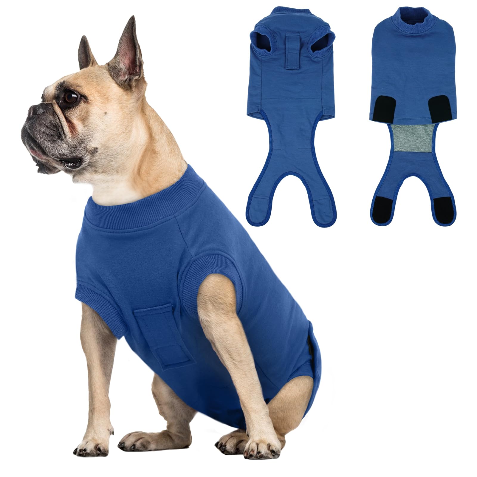 Dog Onesie After Surgery - Dog Recovery Suit for Female & Male Dogs | Anti Licking Surgery Recovery Suit | Soft Breathable Cotton Surgical Suit Post Op (Dusty Blue XS)