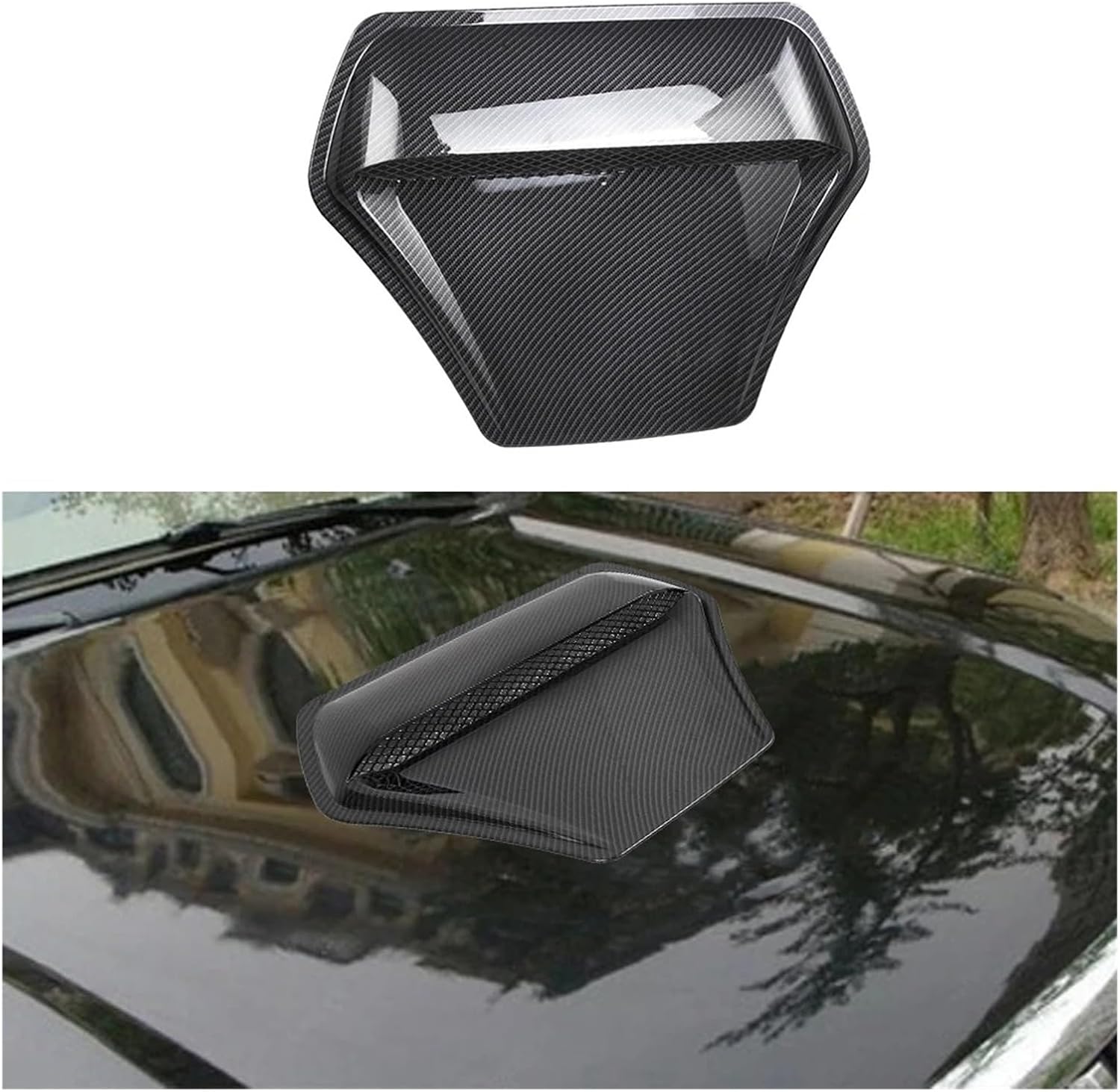 Carbon Fiber Engine Hood Vent Inlet Air Intake Compatible with Cars Without Their Own Hood Vents RS-LKT056(Carbon pattern)