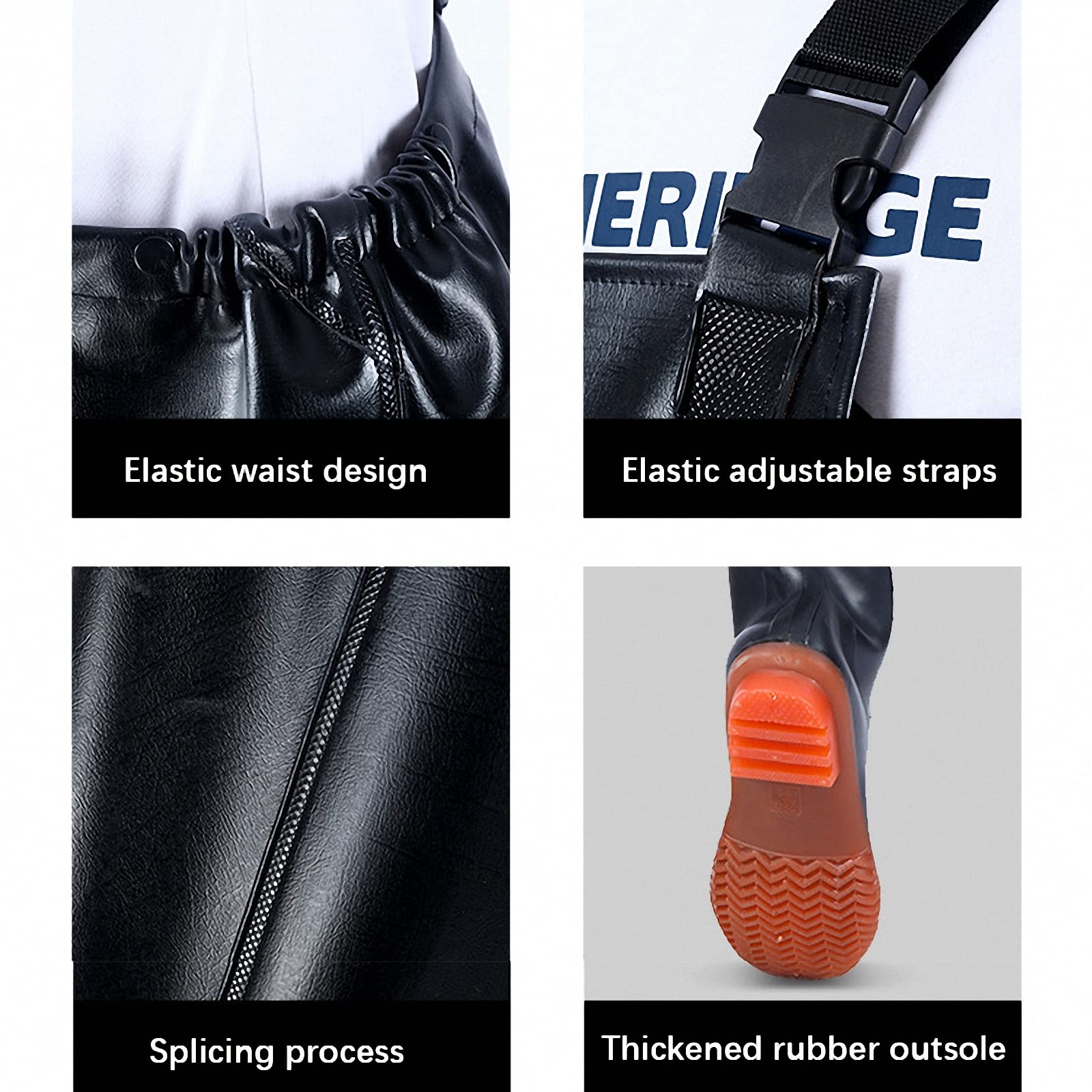 Pantalones con Pechera para vadear el Pecho para Hombre con Botas de Lluvia, Overoles de Nailon Resistentes a la abrasión, Pantalones Impermeables para Estanque de Pesca