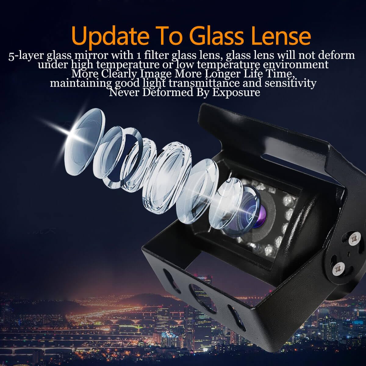 Car Rear View Reverse Backup Camera with 18 IR LED Night Vision, Waterproof IP68 Parking Backup Camera (12-24V) for Bus Truck Trailer RV Pickups Motorhome Vehicle Van +10m RCA Cable, Black