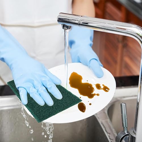 Miniatura 5 de YoleShy 40 almohadillas para fregar platos, 4 x 6 pulgadas, color verde, reutilizables, para el hogar, para platos, fregadores de cocina y parrillas