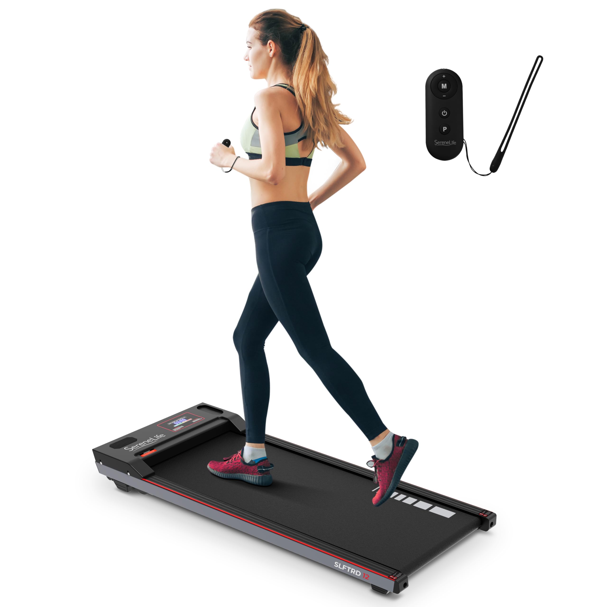 SereneLife Walking Pad Treadmill, Foldable Compact Under Desk Treadmill for Home, Portable Running & Walking Machine with Remote Control, Adjustable Speed, Easy Storage