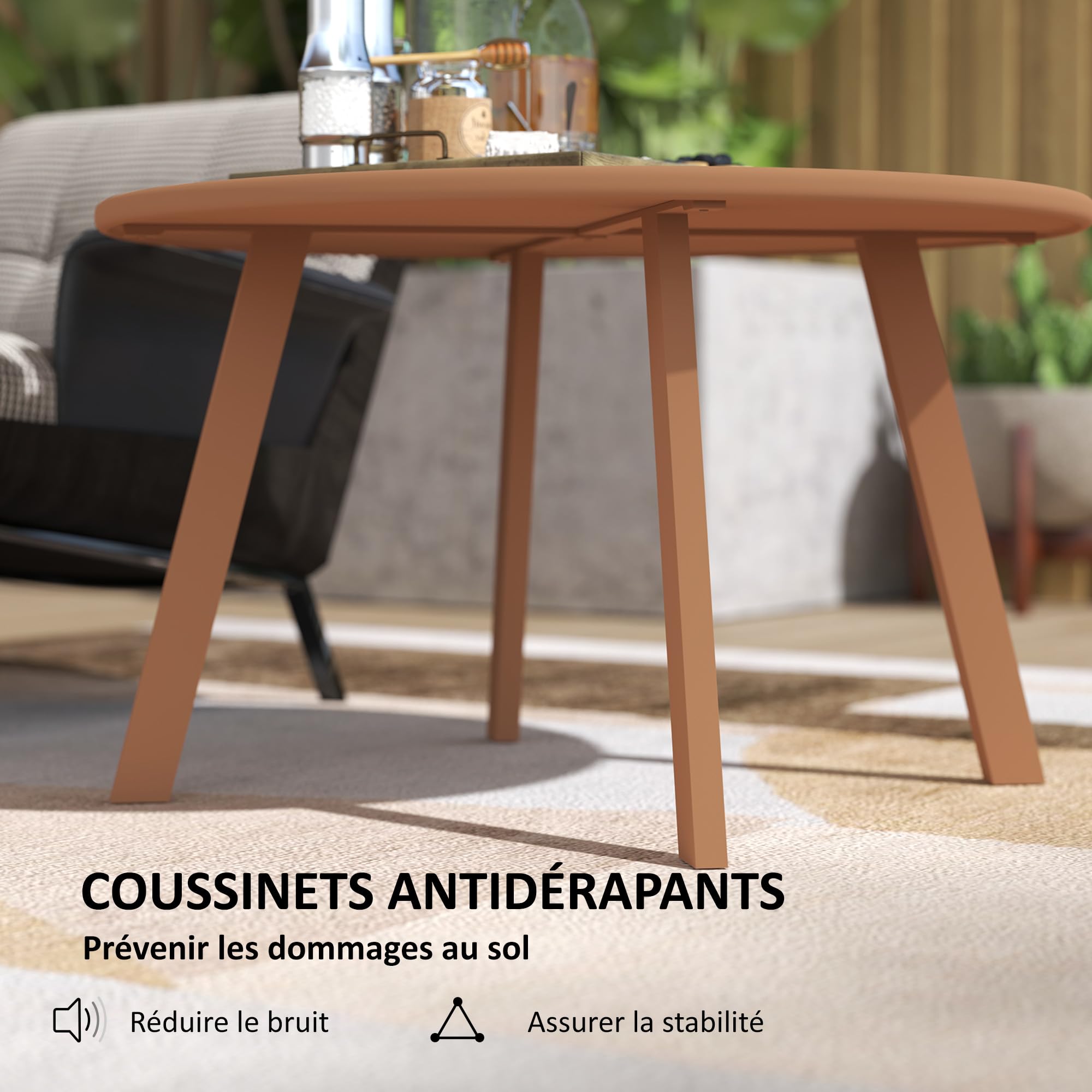 Outsunny bijzettafel, salontafel, tuintafel, terrastafel van staal, weerbestendig, afmetingen 60