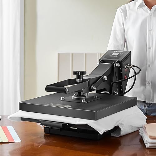 Vista 18 de VEVOR Máquina de prensa de calor 2 en 1 para camisetas y sombreros, máquina de prensa digital profesional de camisetas de 15 x 15 pulgadas
