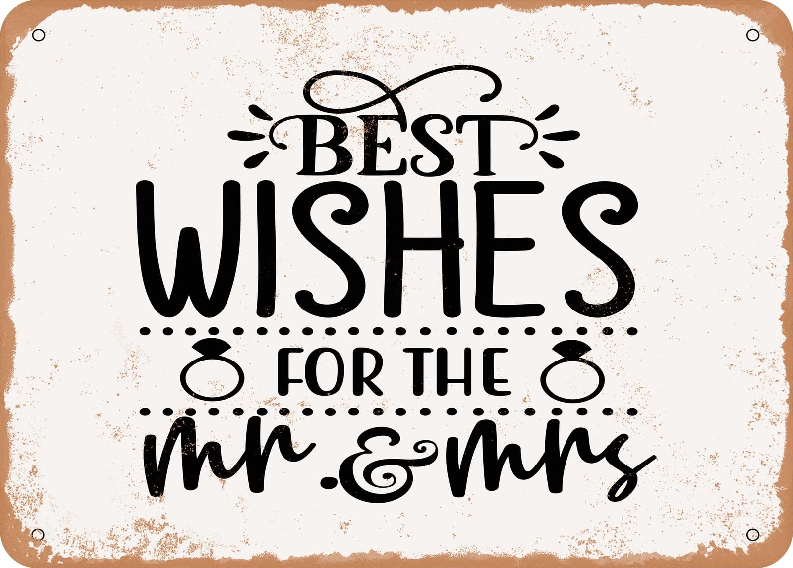 Miaomansenstore Metal Sign - Best Wishes For The Mr And Mrs - 3 - Vintage Look Sign Home Decor