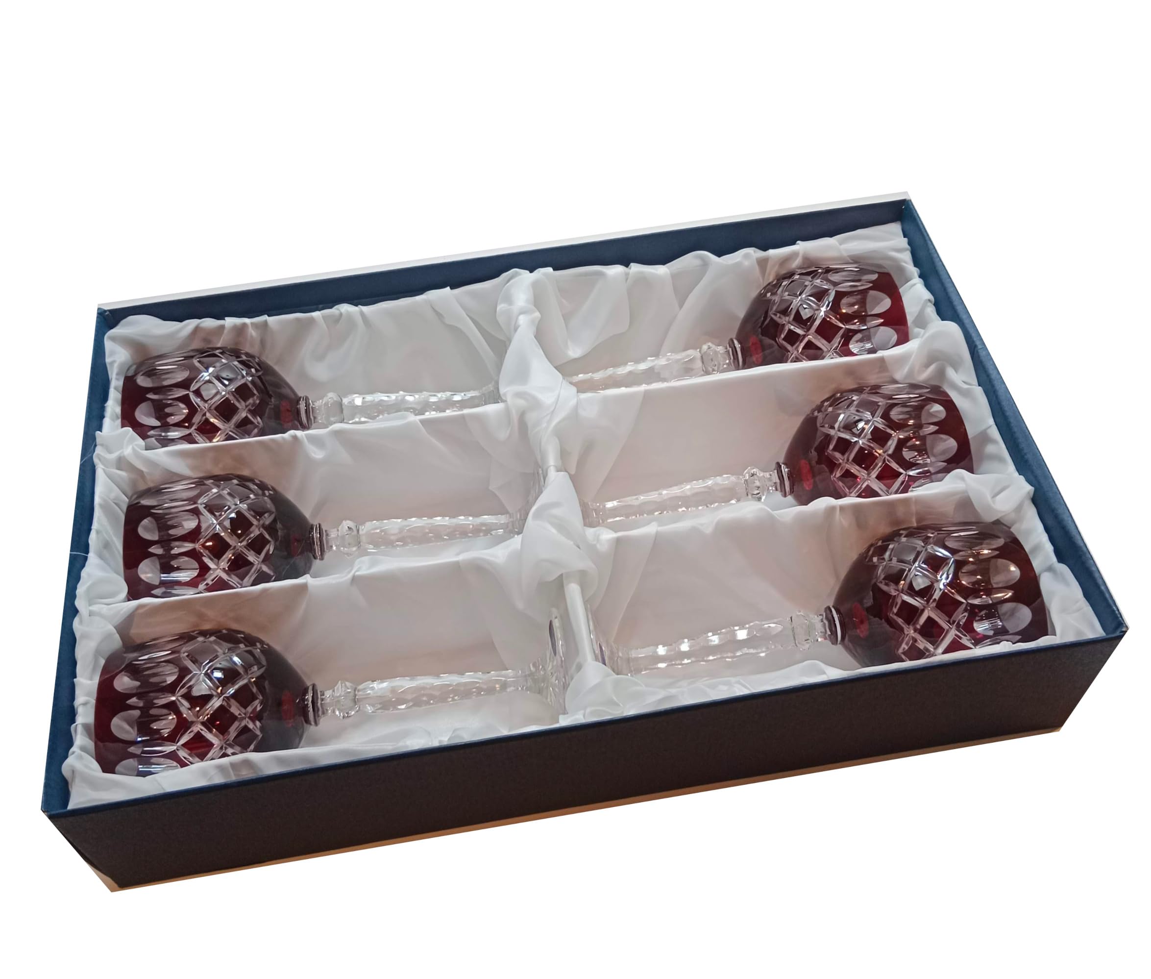 MaRika Kristall Weingläser Set – 280 ml, rubinrot, handgefertigt – 6er Set Weingläser, perfekt für Rotwein und Weißwein, Geschenkidee