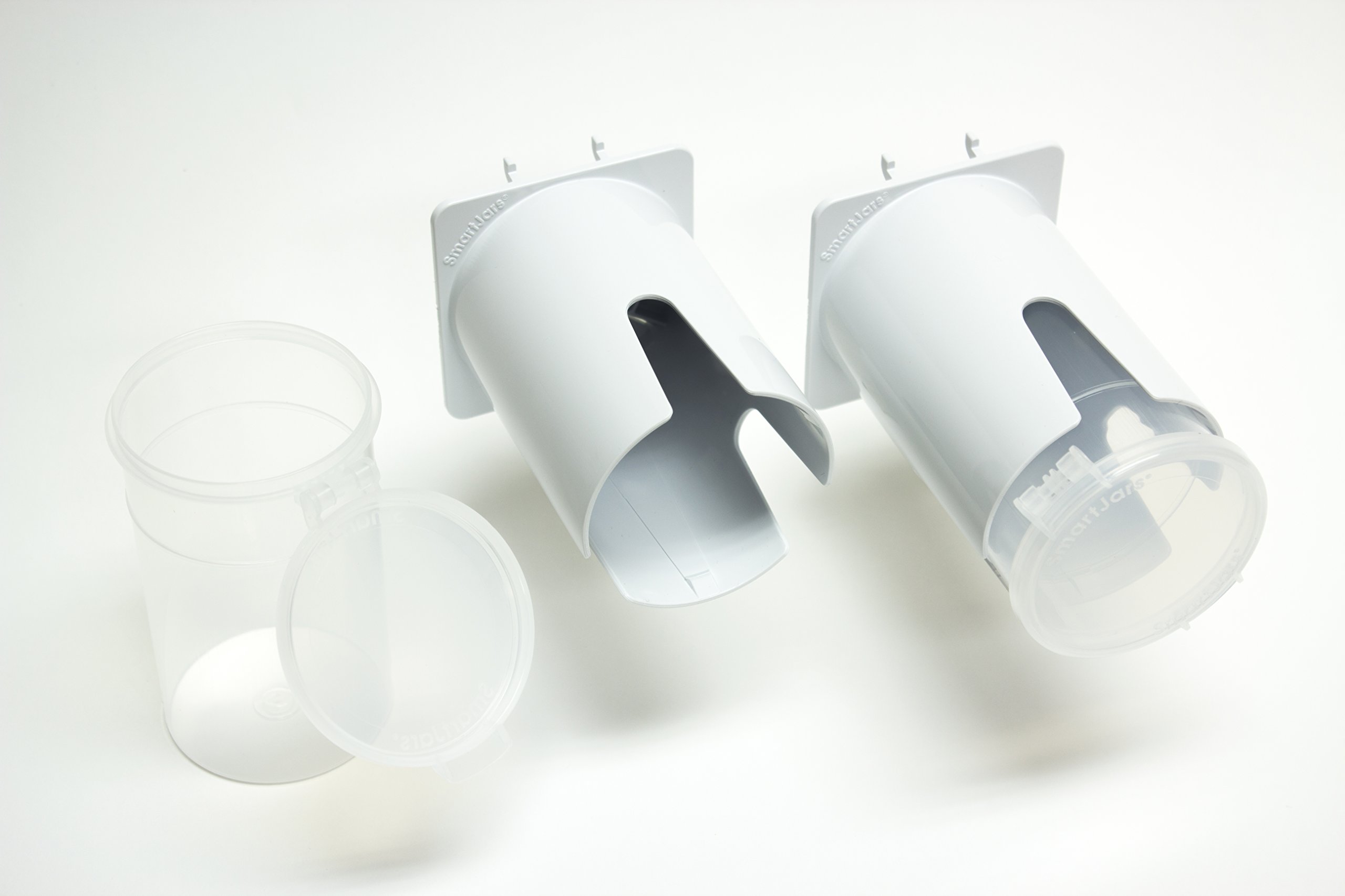 SmartJars® Pegboard Organizer Accessories Storage Jars, Pegboard Jars for Garage Organization, Craft Room, or Pantry, Pegboard Bins with Lids, Pegboard Wall Organizer, Starter Pack of 6 (White)