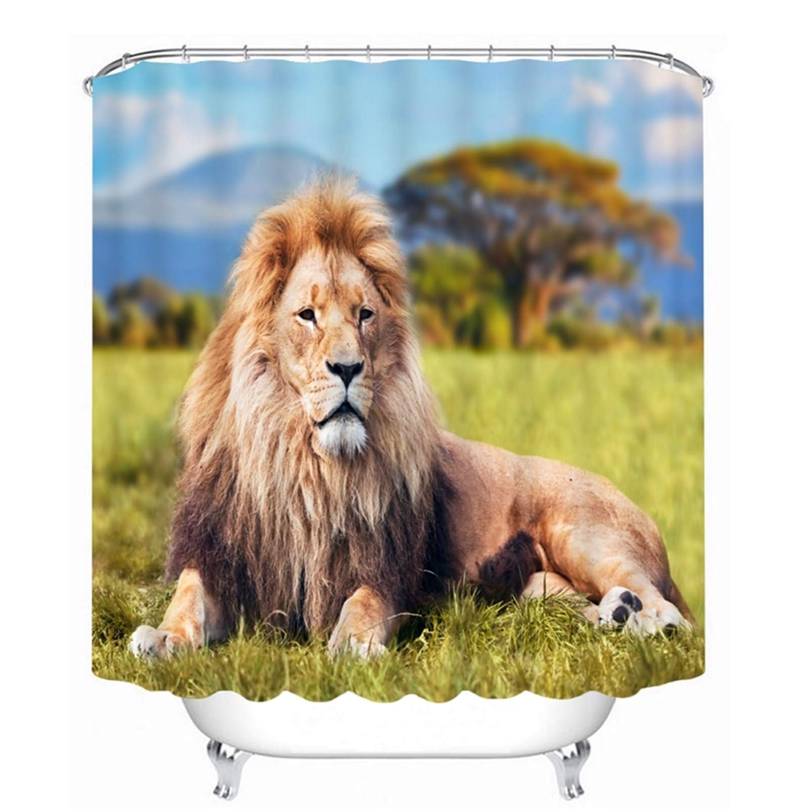Rideau de douche japonais haut de gamme lion vert tissu lourd 120g KnSam