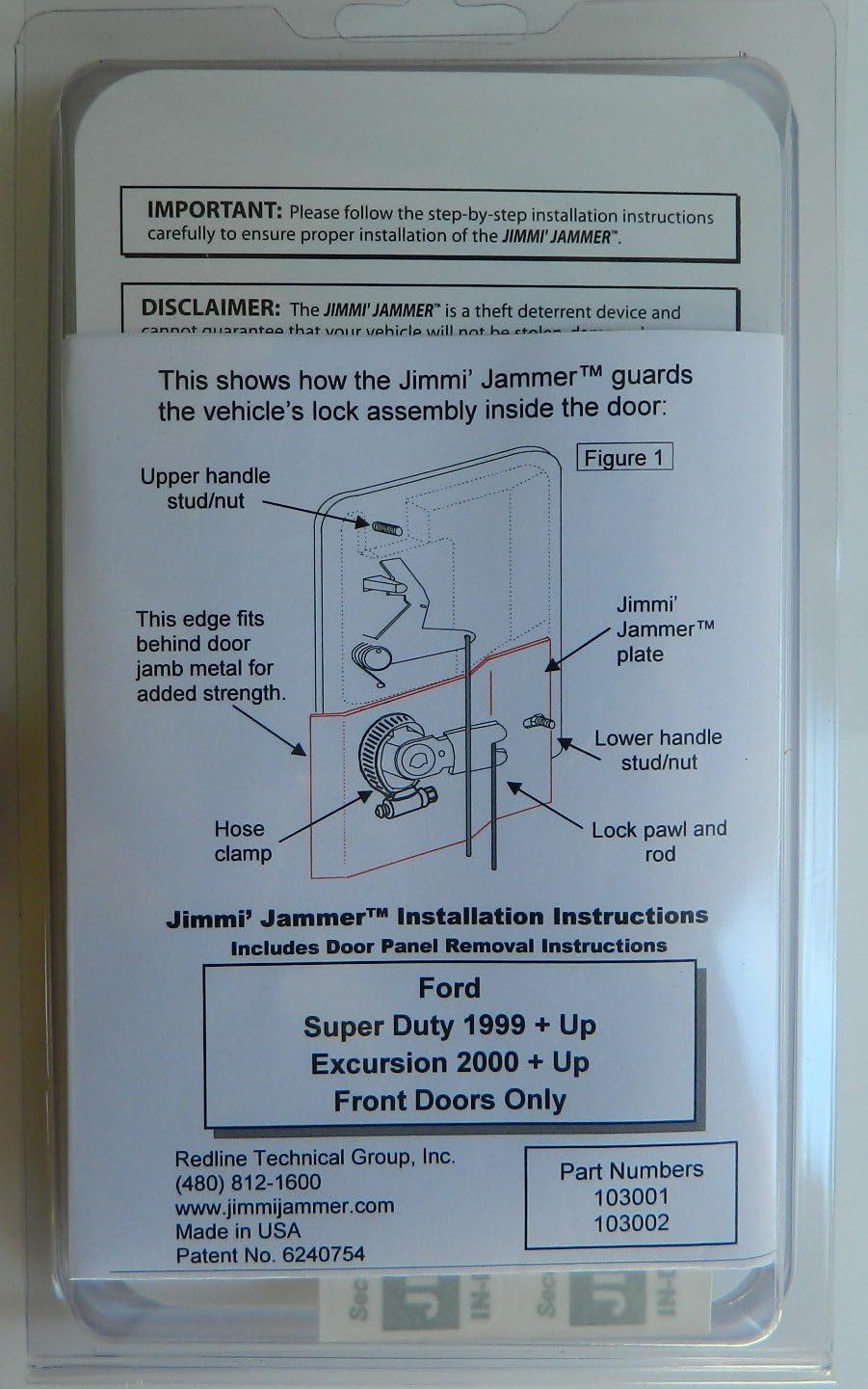 Jimmi Jammer In-Door Lock Protection Super Duty F250 F350 F450 99-16 / Excursion 00-05 Front Doors Lock Cylinder on each Front Door