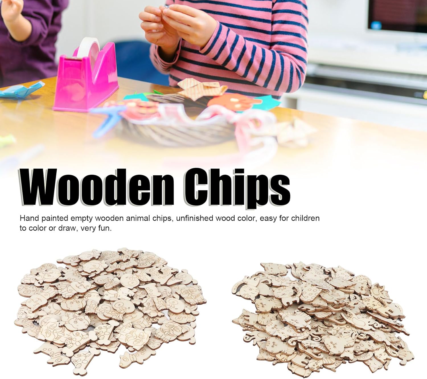 200Pcs Mixed Pet Themed Cat Dog Pattern Wood Pieces Unfinished Wooden Cutouts Blank Wooden Paint Crafts for Kids Home Decoration DIY Craft Project