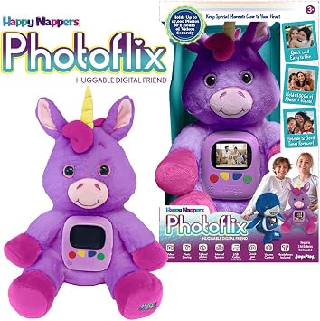 Happy Nappers Photoflix - Beebee Purple Unicorn Plush & Video Viewer