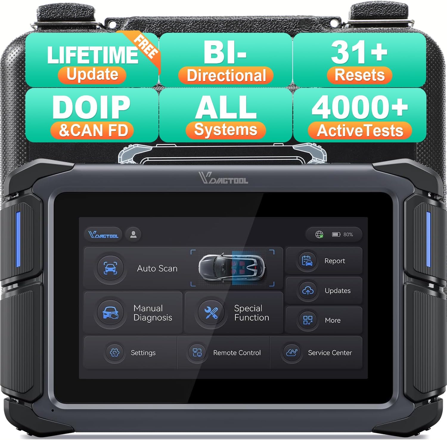 VDIAGTOOL Bidirectional Scan Tool VD70 Lite, OBD2 Scanner Diagnostic Tool with 31+ Resets, 2026 Scanner for Car, Full System Scan, CAN FD & DoIP, Free Update