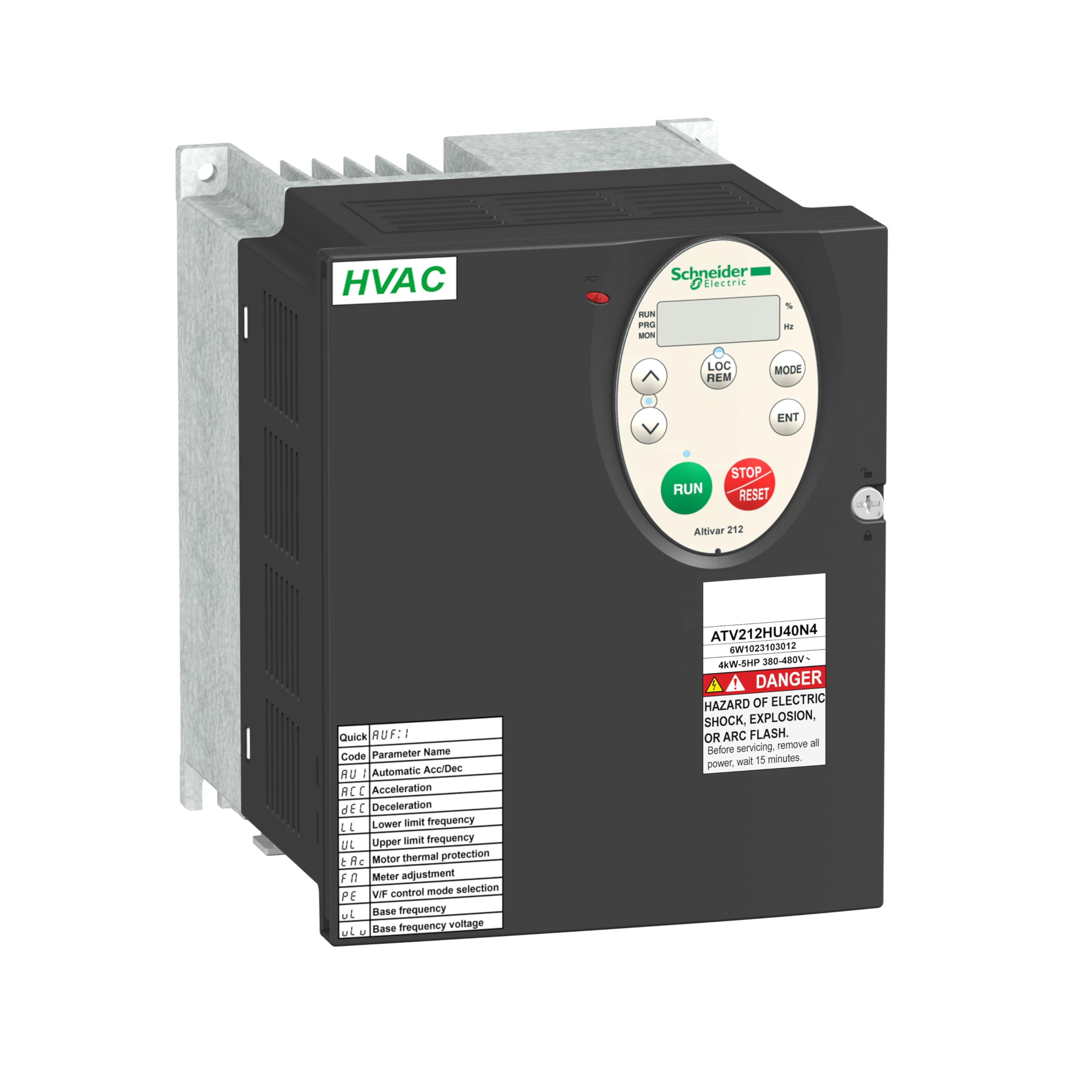 Schneider Electric ATV212HU55N4 ATV212 Variateur de Vitesse avec Dissipateur Thermique, 3 Phases, 7.5 hp, 184 mm Hauteur x 142 mm Largeur x 150 mm Profondeur, 5.5 kW Moteur, 480V