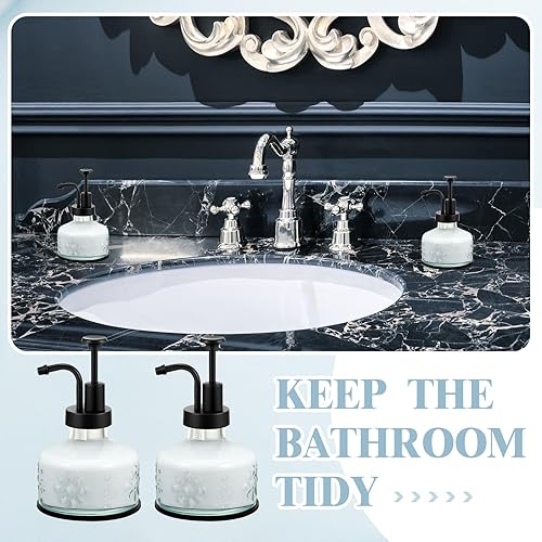 Miniatura 4 de Tioncy Dispensador de jabón antiguo para cocina, baño, encimera, dispensador de jabón de vidrio, dispensador de bomba de jabón recargable, rústico,