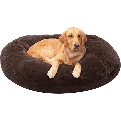 Furhaven Donut Beds for Small, Medium, and Large Dogs and Cats - Ultra Calming Plush Donut Bed, Beanbag Style Ball Bed, and More - Washable, Multiple Colors and Sizes