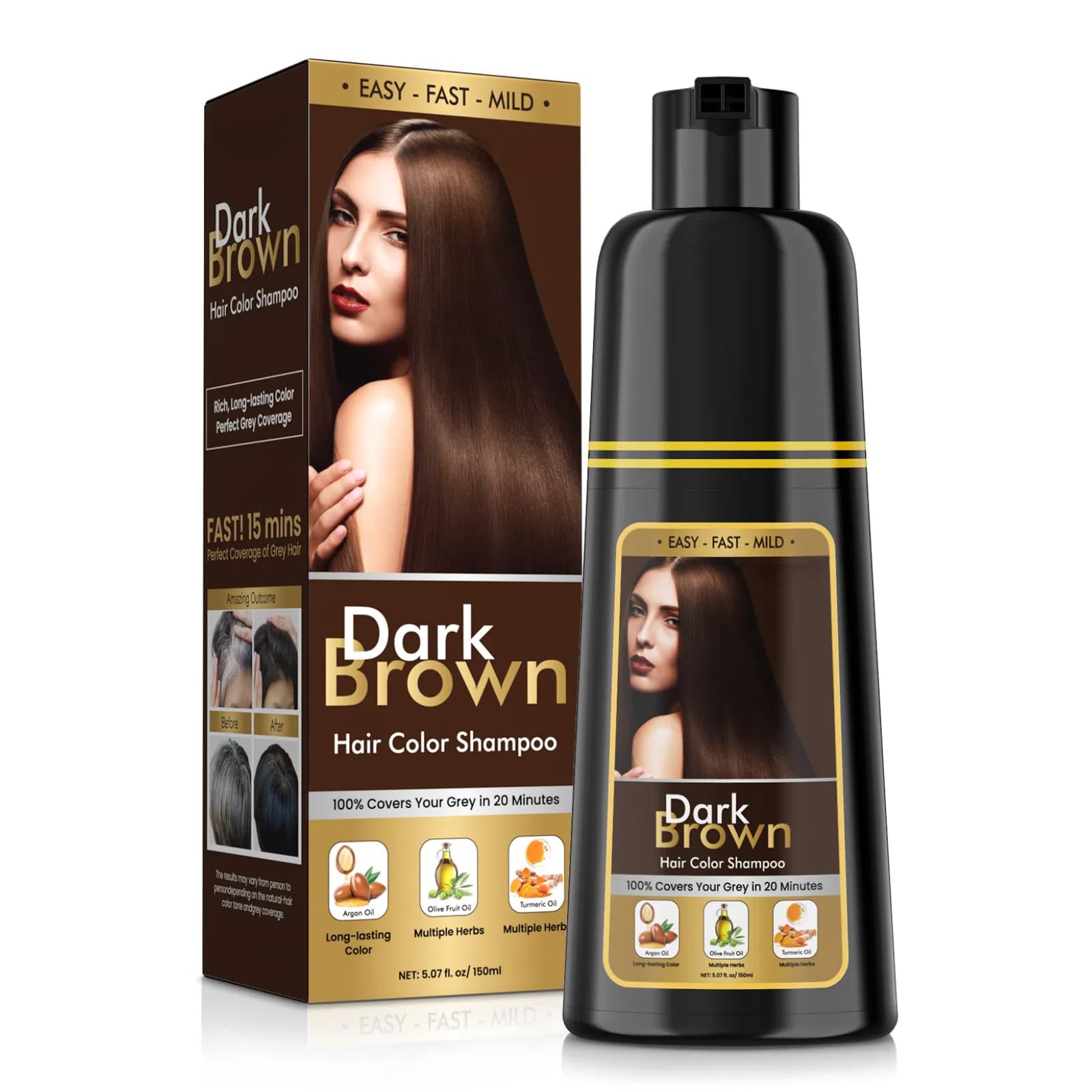 Amazon.com : BOJICA Hair Dye Shampoo 3 in 1 for Gray Hair, Dark