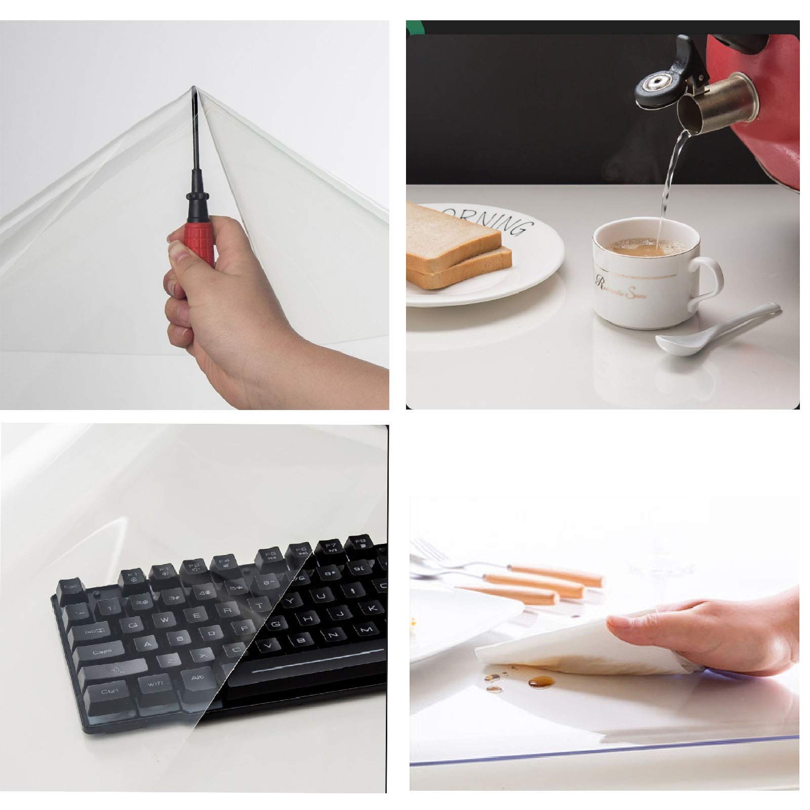 ZHANGQINGXIU Przezroczysty obrus z PCW, z miękkiego szkła, wodoszczelny, odporny na tłuszcz i wysoką temperaturę, z tworzywa sztucznego, kryształowy blat, kolor: przezroczysty, wymiary: 90 x 150 cm)